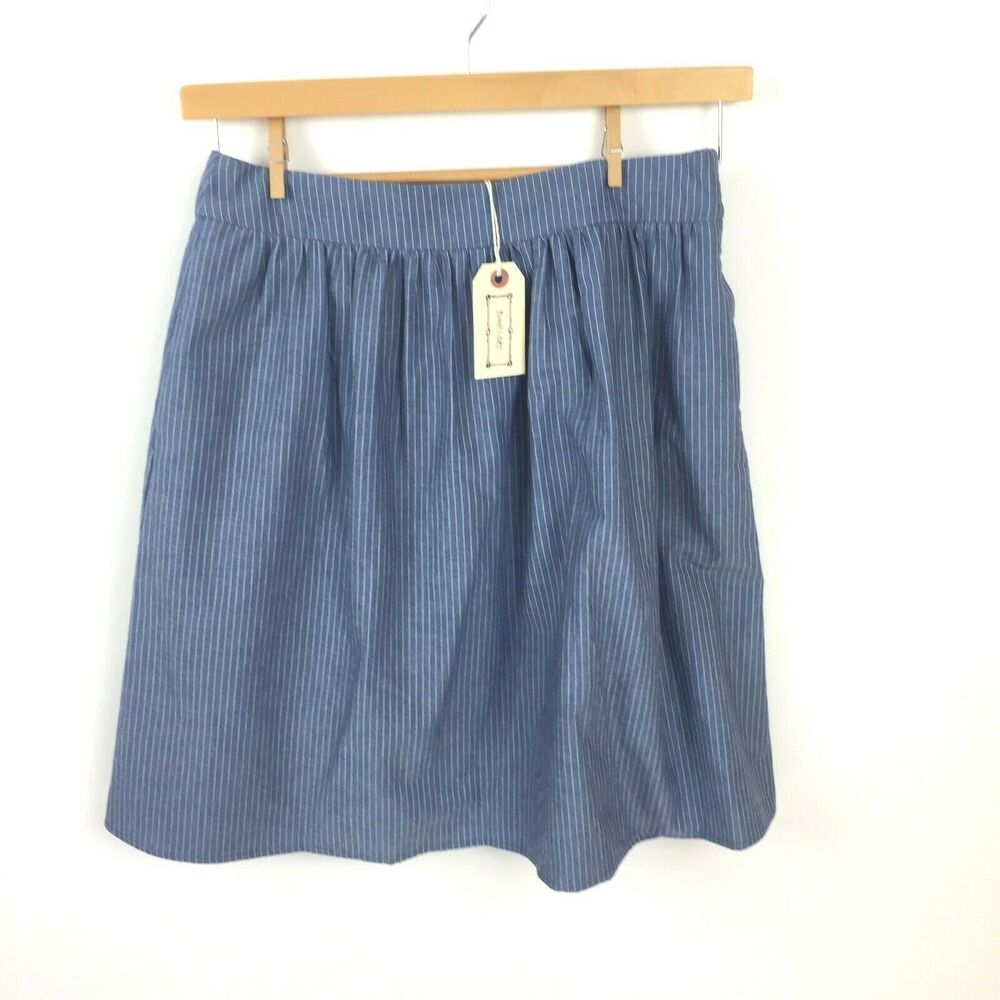 ANNELORE Striped Knee Length Skirt 8 New $385